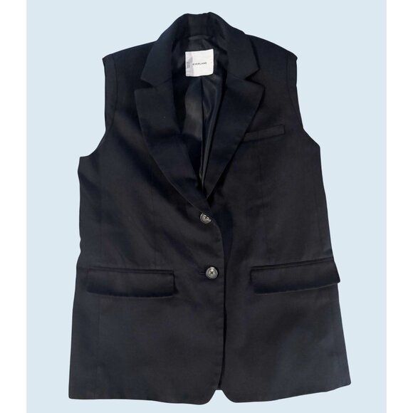 EVERLANE Black Sleeveless Longline Double Button Blazer Vest Size 4 - Picture 3 of 8